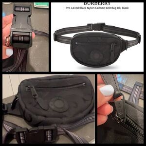 BURBERRY Black Nylon Cannon Belt Bag BB, Black. Video in photos.  EUC